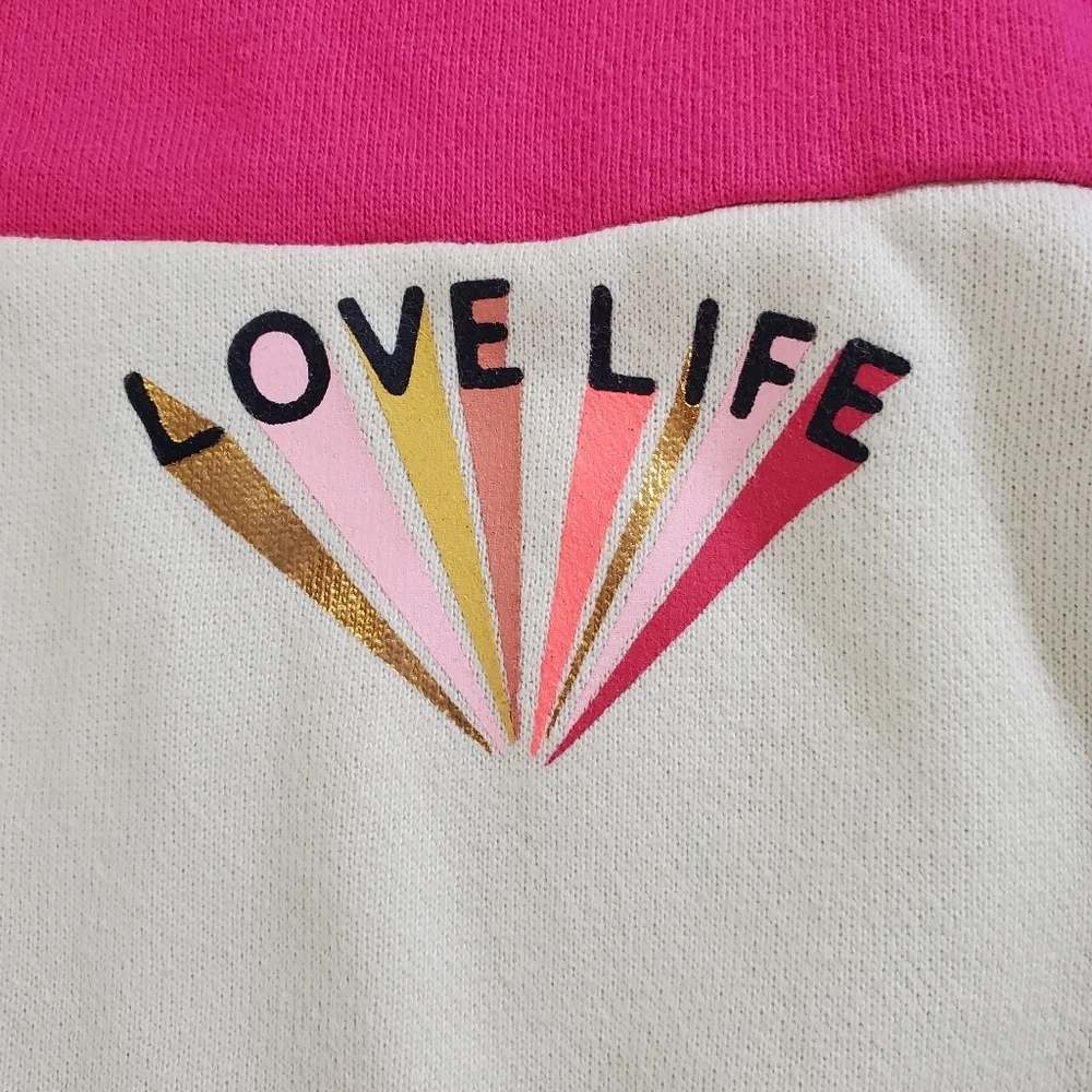 K1174 * Gymboree Love Life Colorblock Sweatshirt Pink Orange Size L (10/12)